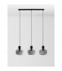 Cinzia 3 Light Bar Pendant Ceiling Light Smoky Glass Black Cord Black Metal Base LED E27-4