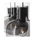 Cinzia 3 Light Bar Pendant Ceiling Light Smoky Glass Black Cord Black Metal Base LED E27-5