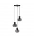Cinzia 3 Light Cluster Pendant Ceiling Light Smoky Glass Black Cord Black Metal Base LED E27-1