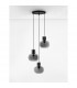 Cinzia 3 Light Cluster Pendant Ceiling Light Smoky Glass Black Cord Black Metal Base LED E27-3