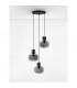 Cinzia 3 Light Cluster Pendant Ceiling Light Smoky Glass Black Cord Black Metal Base LED E27-4