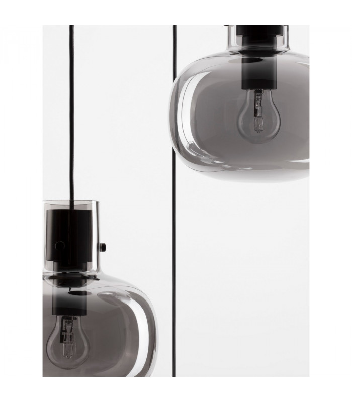 Cinzia 3 Light Cluster Pendant Ceiling Light Smoky Glass Black Cord Black Metal Base LED E27-6