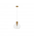 Cinzia 22cm Globe Pendant Ceiling Light Clear Glass White Cord Brass Gold Metal LED E27-1