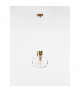 Cinzia 22cm Globe Pendant Ceiling Light Clear Glass White Cord Brass Gold Metal LED E27-2