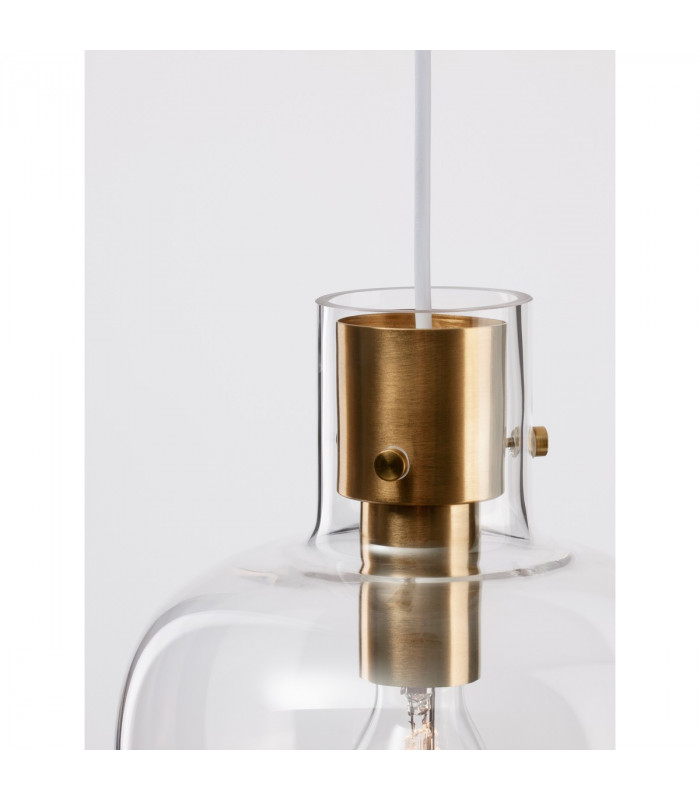 Cinzia 22cm Globe Pendant Ceiling Light Clear Glass White Cord Brass Gold Metal LED E27-6