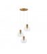 Cinzia 3 Light Bar Pendant Ceiling Light Clear Glass White Cord Brass Gold Metal LED E27-1