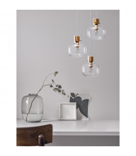 Cinzia 3 Light Bar Pendant Ceiling Light Clear Glass White Cord Brass Gold Metal LED E27-2
