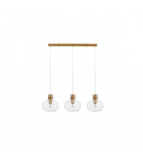 Cinzia 3 Light Cluster Pendant Ceiling Light Clear Glass White Cord Brass Gold Metal LED E27-1
