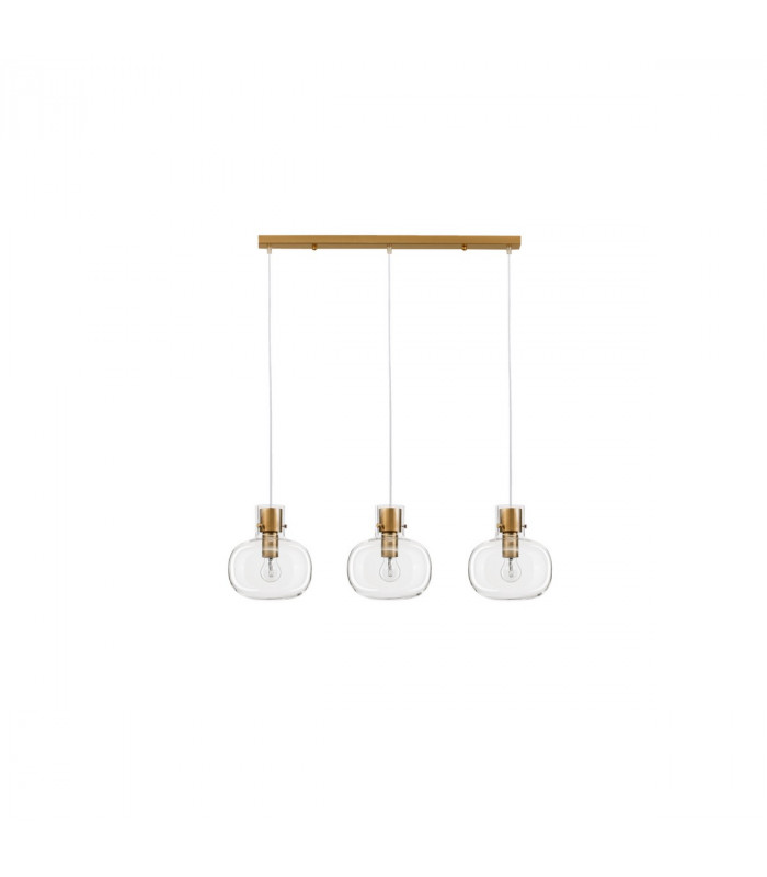 Cinzia 3 Light Cluster Pendant Ceiling Light Clear Glass White Cord Brass Gold Metal LED E27-1