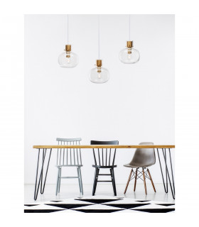 Cinzia 3 Light Cluster Pendant Ceiling Light Clear Glass White Cord Brass Gold Metal LED E27-2