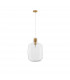 Cinzia 30cm Globe Pendant Ceiling Light Clear Glass White Cord Brass Gold Metal LED E27-1