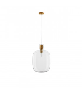 Cinzia 30cm Globe Pendant Ceiling Light Clear Glass White Cord Brass Gold Metal LED E27-1
