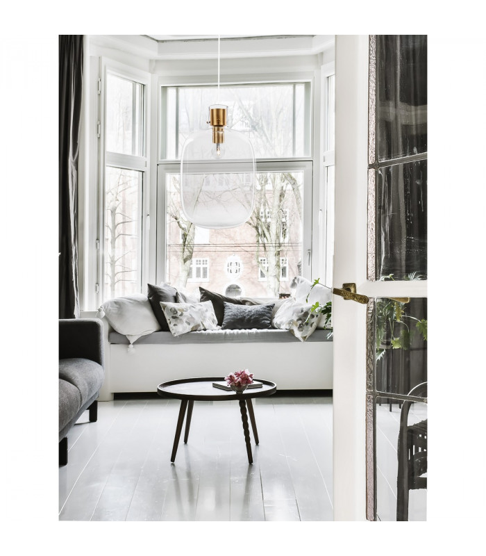 Cinzia 30cm Globe Pendant Ceiling Light Clear Glass White Cord Brass Gold Metal LED E27-2