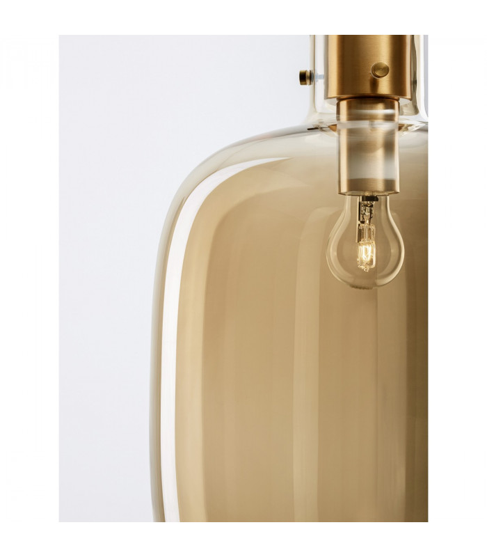 Cinzia 30cm Globe Pendant Ceiling Light Champagne Glass White Cord Brass Gold Metal LED E27-6