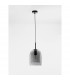 Velor 18cm Dome Pendant Ceiling Light Smoky Glass Black Cord Black Metal Base LED E27-3