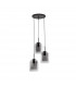 Velor 3 Light Cluster Pendant Ceiling Light Smoky Glass Black Cord Black Metal Base LED E27-1