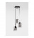 Velor 3 Light Cluster Pendant Ceiling Light Smoky Glass Black Cord Black Metal Base LED E27-3