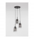 Velor 3 Light Cluster Pendant Ceiling Light Smoky Glass Black Cord Black Metal Base LED E27-4