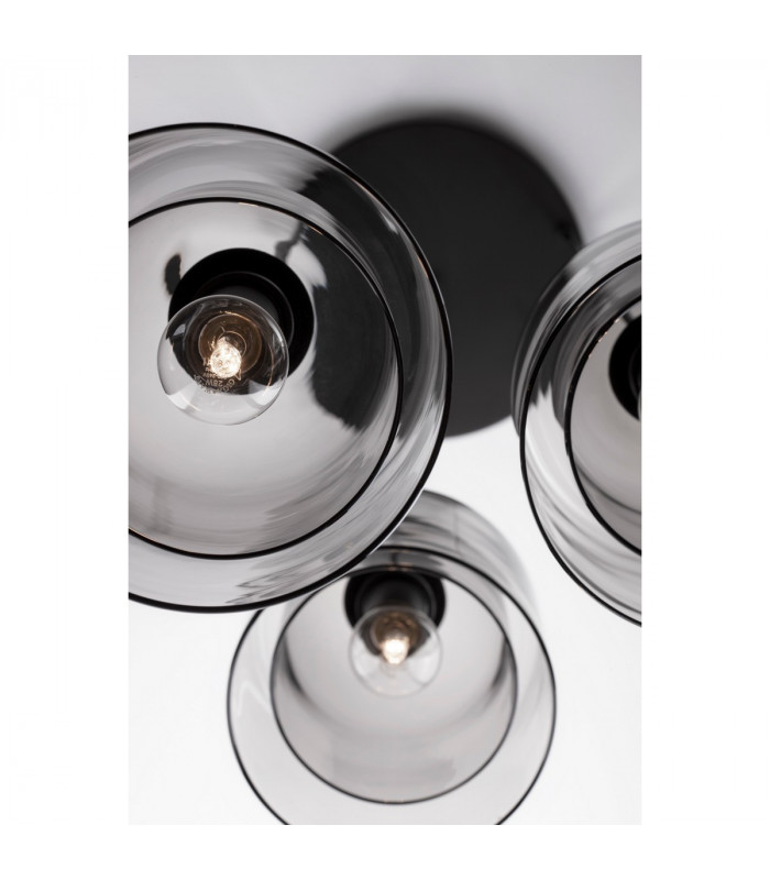 Velor 3 Light Cluster Pendant Ceiling Light Smoky Glass Black Cord Black Metal Base LED E27-6