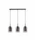 Velor 3 Light Bar Pendant Ceiling Light Smoky Glass Black Cord Black Metal Base LED E27-1