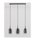 Velor 3 Light Bar Pendant Ceiling Light Smoky Glass Black Cord Black Metal Base LED E27-3