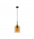 Velor 18cm Dome Pendant Ceiling Light Dark Champagne Glass Black Cord Black Metal Base LED E27-1