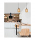 Velor 18cm Dome Pendant Ceiling Light Dark Champagne Glass Black Cord Black Metal Base LED E27-2