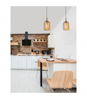 Velor 18cm Dome Pendant Ceiling Light Dark Champagne Glass Black Cord Black Metal Base LED E27-2