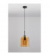 Velor 18cm Dome Pendant Ceiling Light Dark Champagne Glass Black Cord Black Metal Base LED E27-4