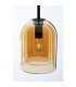 Velor 18cm Dome Pendant Ceiling Light Dark Champagne Glass Black Cord Black Metal Base LED E27-6