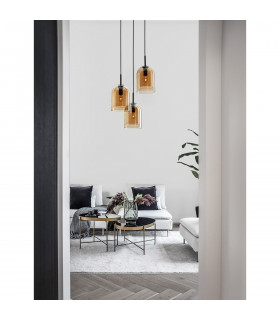 Velor 3 Light Cluster Pendant Ceiling Light Dark Champagne Glass Black Cord Black Metal Base LED E27-2
