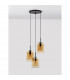 Velor 3 Light Cluster Pendant Ceiling Light Dark Champagne Glass Black Cord Black Metal Base LED E27-3