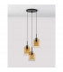 Velor 3 Light Cluster Pendant Ceiling Light Dark Champagne Glass Black Cord Black Metal Base LED E27-4
