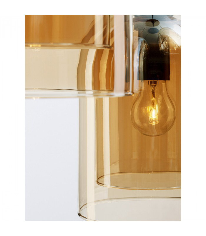 Velor 3 Light Cluster Pendant Ceiling Light Dark Champagne Glass Black Cord Black Metal Base LED E27-6