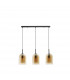 Velor 3 Light Bar Pendant Ceiling Light Dark Champagne Glass Black Cord Black Metal Base LED E27-1