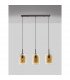 Velor 3 Light Bar Pendant Ceiling Light Dark Champagne Glass Black Cord Black Metal Base LED E27-2