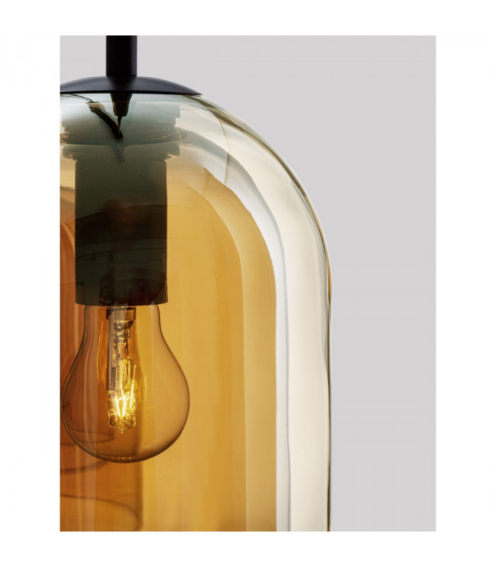 Velor 3 Light Bar Pendant Ceiling Light Dark Champagne Glass Black Cord Black Metal Base LED E27-4