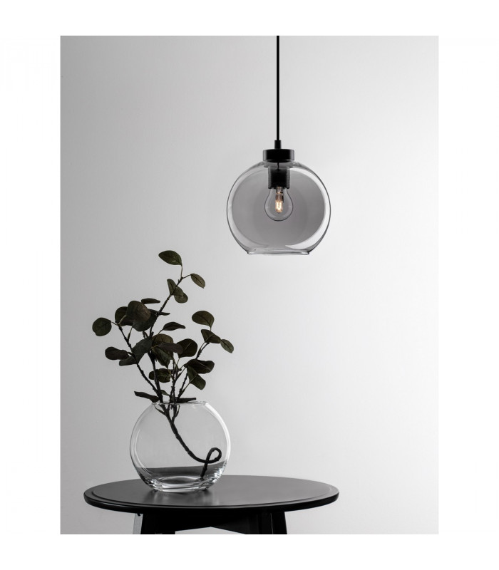 Palmer 3 Light Dome Pendant Ceiling Light Dark Champagne Glass Black Cord Black Metal Base LED E27-2