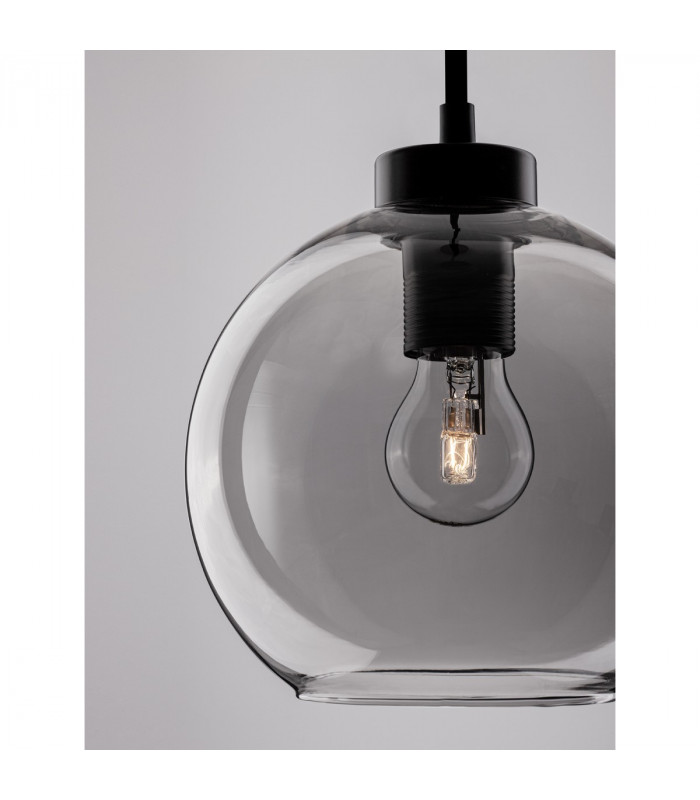 Palmer 3 Light Dome Pendant Ceiling Light Dark Champagne Glass Black Cord Black Metal Base LED E27-5