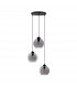 Palmer 3 Light Cluster Pendant Ceiling Light Smoky Glass Black Cord Black Metal Base LED E27-1