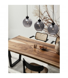 Palmer 3 Light Bar Pendant Ceiling Light Smoky Glass Black Cord Black Metal Base LED E27-2