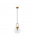 Irvine 20cm Dome Pendant Ceiling Light Clear Glass Black Cord Brass Gold Metal LED E27-1