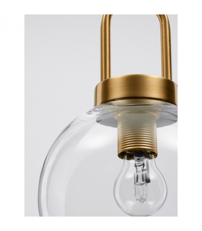 Irvine 20cm Dome Pendant Ceiling Light Clear Glass Black Cord Brass Gold Metal LED E27-6