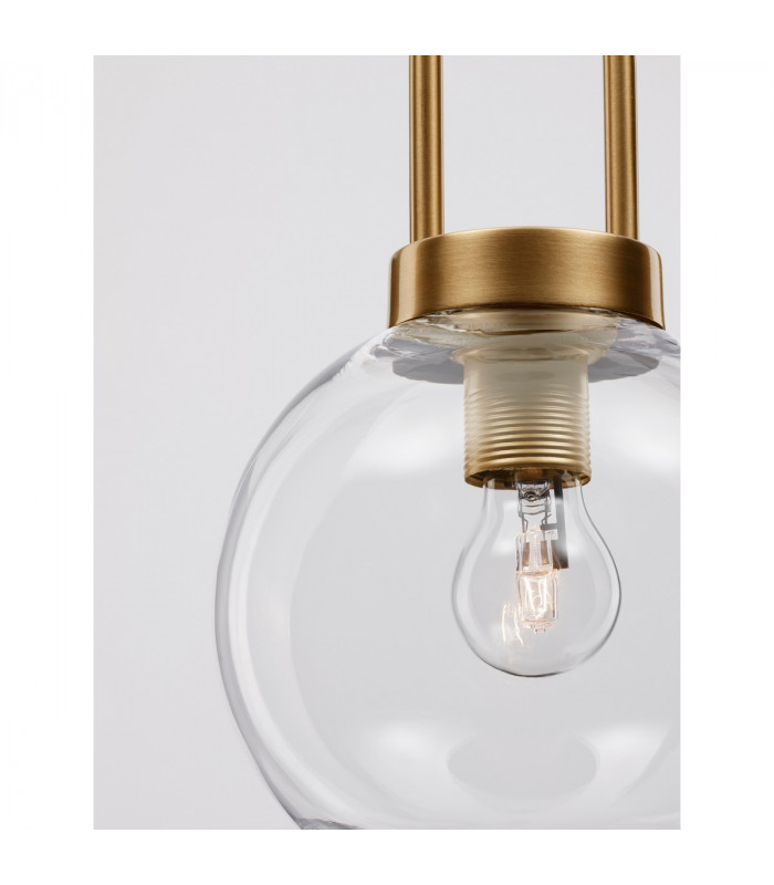 Irvine 20cm Dome Pendant Ceiling Light Clear Glass Black Cord Brass Gold Metal LED E27-7