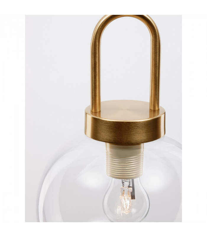 Irvine 20cm Dome Pendant Ceiling Light Clear Glass Black Cord Brass Gold Metal LED E27-9