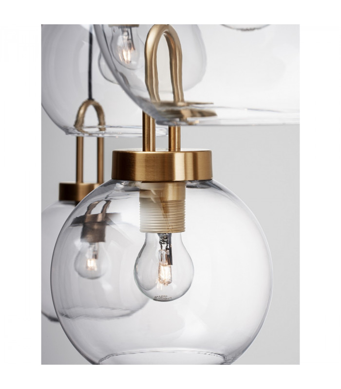 Irvine 4 Light Bar Pendant Ceiling Light Clear Glass Black Cord Brass Gold Metal LED E27-5