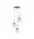 Irvine 3 Light Cluster Pendant Ceiling Light Clear Glass Black Cord Brass Gold Metal LED E27-1