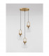 Irvine 3 Light Cluster Pendant Ceiling Light Clear Glass Black Cord Brass Gold Metal LED E27-3