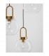 Irvine 3 Light Cluster Pendant Ceiling Light Clear Glass Black Cord Brass Gold Metal LED E27-6