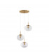 Maeve 3 Light Bar Pendant Ceiling Light Clear Glass White Cord Brass Gold Metal LED E27-1